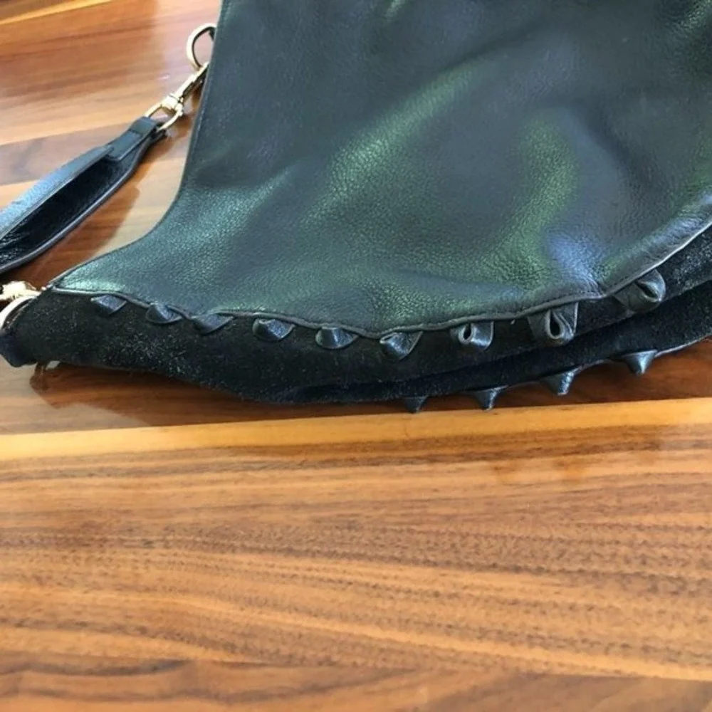 Rebecca Minkoff Lima Hobo Black Suede‎ Leather Crossbody Bag without Fringe